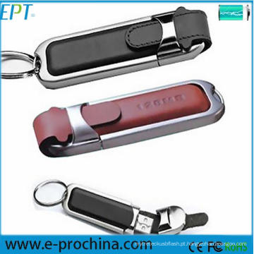 Personalizado de couro pu pen drive memória usb flash stick (el015)